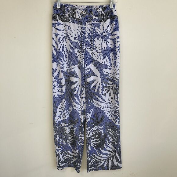 Frank Lyman Tropical Print Wide Leg Pull On Pants Liquid Jersey Knit US 6 Resort - Picture 6 of 12